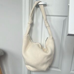 USED Urban Outfitters Cream Knit Crescent Shoulder Bag